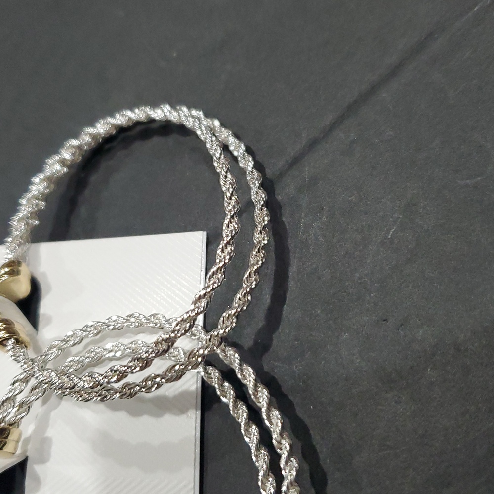 Lauren Ralph Lauren two Tone Rope Split gold and silver plated hoop Earrings new - Picture 4 of 9